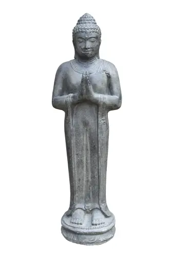 Product image of the product “Standing Buddha, India, 100 cm height, cast stone, handcrafted & coloured 100 cm”
