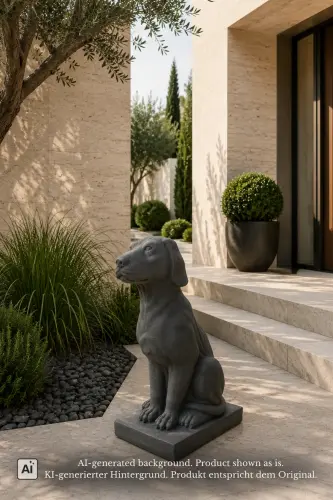 Product image of the product “Seated Guardian Dog – Stone Garden Sculpture, Cast stone, 70 cm High, Bronze colour. ”