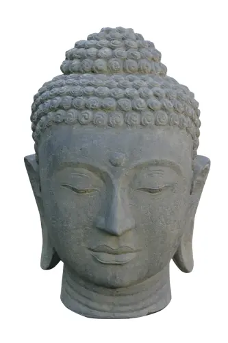 Product image of the product “Buddha head as a water feature, 35x32x50cm, cast stone, hollow, handcrafted & coloured 50 cm”