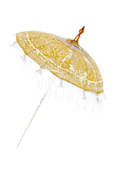 Product image 1 of the product “Temple umbrella „Bali“, golden white with golden print ø 185 | ”