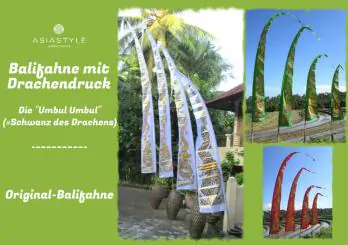 Product image 1 of the product “Bali flag, with gold print, various color, in the sizes from 3m to 6cm ”