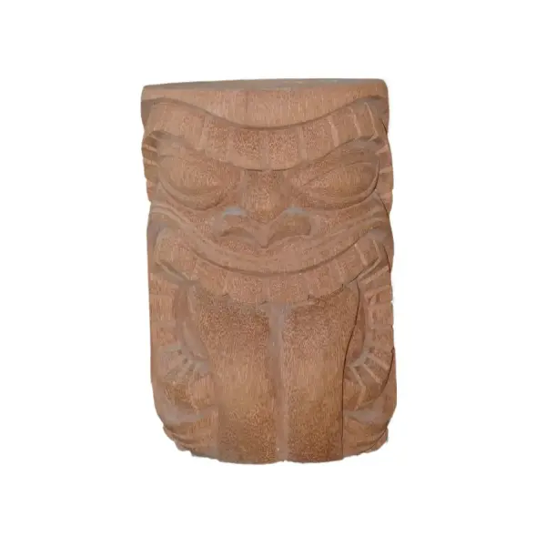 Product image 1 of the product “Tiki Statue as Stool - Polynesia style. From coconut palm 30cm Height. Approx. 22cm dia. Model 21 - Tongue out 2 ”