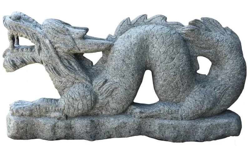 Product image 1 of the product “Luck dragon on base, 110 cm L | Natural stone (Basanit), stonemasonry ”