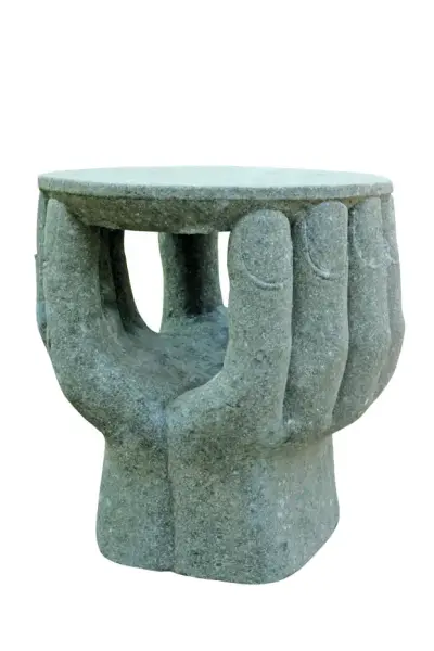Product image 1 of the product “Abstract hands as a table, natural stone (basanite), stone carving. The height is about 70 cm. ”