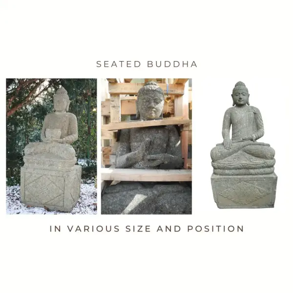 Product image 1 of the product “Sitting Buddha (lotus seat) on pedestal, 85cm height Folded hands (A) | 85 cm”