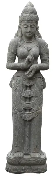 Product image 1 of the product “Standing Lady (Sri Dewi), Dharmachakra position, in the sizes from 80cm to 200cm, Natural finish ”