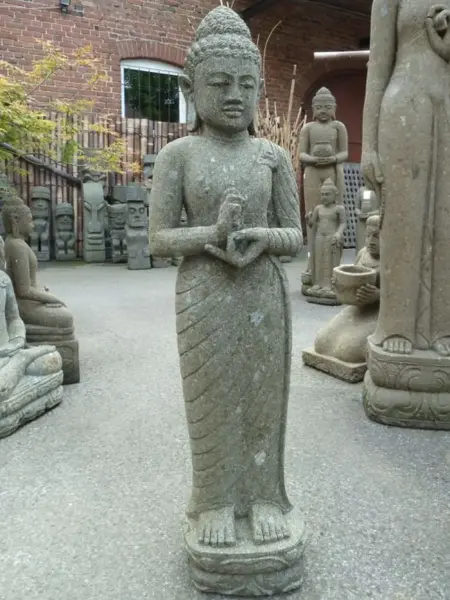Product image 1 of the product “Standing Buddha, India,                  120 cm height,  natural stone (Basanite), stonemasonry 120 cm”