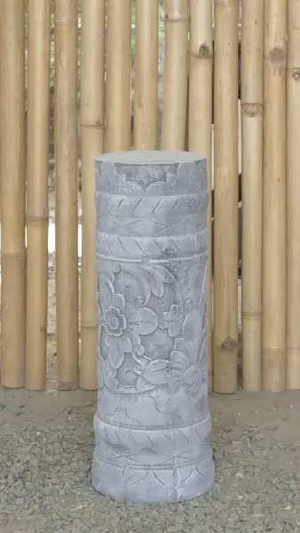 Product image 1 of the product “Batur - Straight pedestal with flower motif, Ø 15cm, 45cm H | cast stone ”