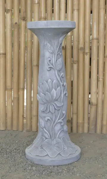 Product image 1 of the product “Rinjani - pedestal, tapered, with lotus motif, Ø 30cm, 71cm H | cast stone ”