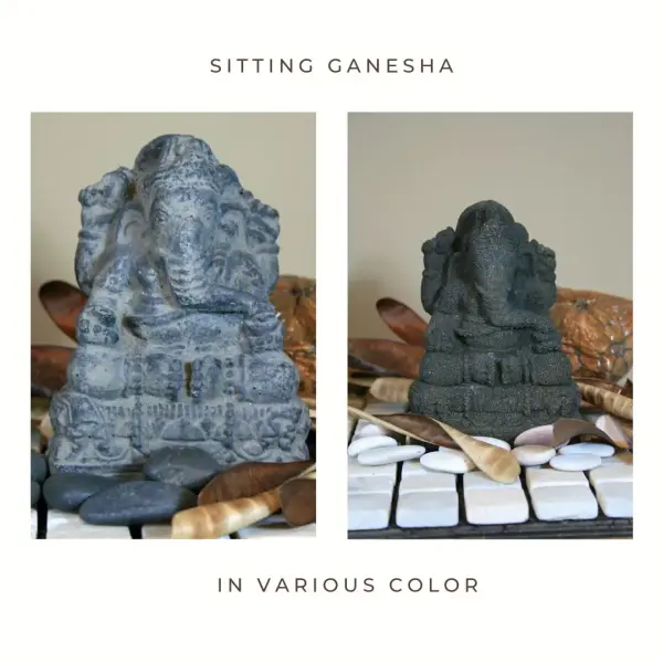 Product image 1 of the product “Ganesha, seated - artificial stone, 15cm high, Antique finish and Olive color ”