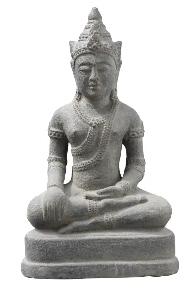 Product image 1 of the product “Buddha, sitting - Khmer, 30 cm high, cast lava stone, antique finish 30 cm”
