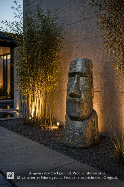 Product image 1 of the product “Moai Head Sculpture, 82cm Height | GRC (Glassfibre Reinforced Concrete), Copper Finish ”