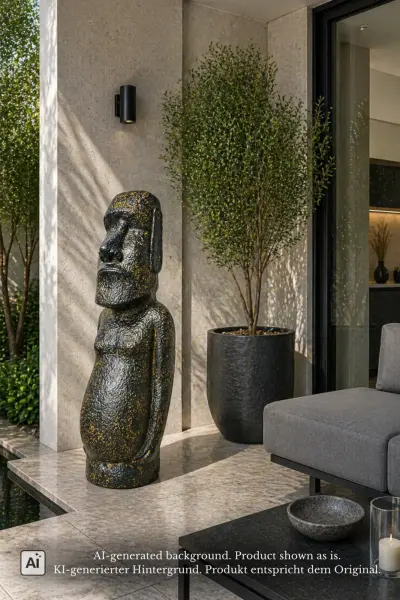 Product image 1 of the product “Moai full body, 81cm Height | GRC (Glassfibre Reinforced Concrete), Copper Finish ”