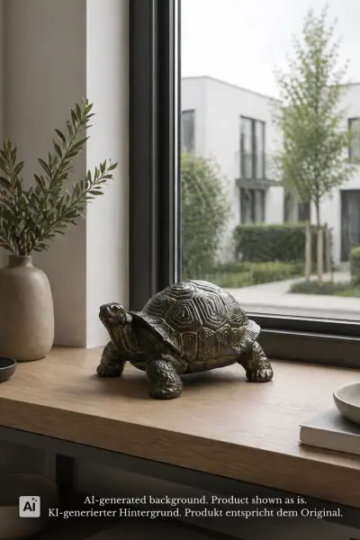 Product image 1 of the product “Turtle, 24cm Length | GRC (Glassfibre Reinforced Concrete), Copper Finish ”