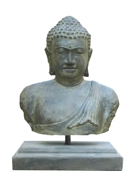 Product image 1 of the product “Buddha bust, cast stone, approx. 65cm height, antique finish ”