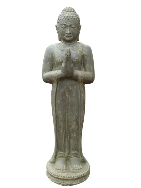 Product image 1 of the product “Standing Buddha, India, 80 cm height, cast stone, handcrafted & coloured 80 cm”