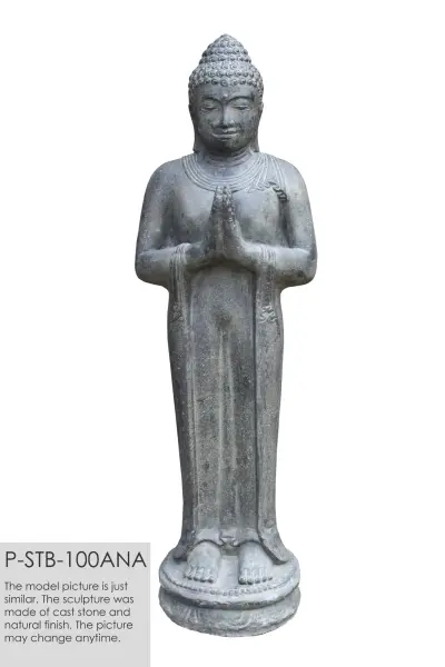 Product image 1 of the product “Buddha standing, cast stone, 100cm height, Natural Finish ”
