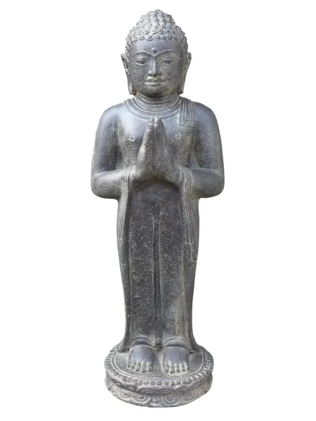 Product image 1 of the product “Standing Buddha - India, cast stone, in the sizes from 60cm to 190cm, Antique finish ”