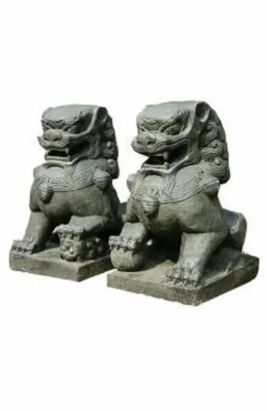 Product image 1 of the product “Temple lions set of 2, in the sizes from 40cm to 75cm, Antique finish ”