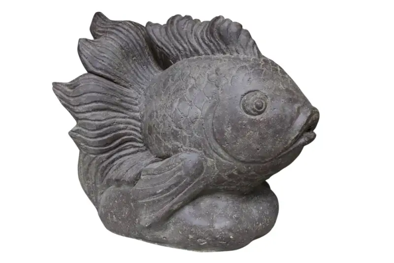 Product image 1 of the product “Fish on base as water feature, 65 cm L | Cast stone, handcrafted & coloured ”