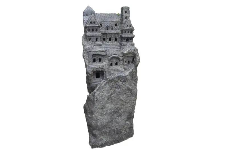 Product image 1 of the product “Castle, Dragonrock, approx. 100cm height, casr stone, hollow, handcrafted & coloured 100 cm”