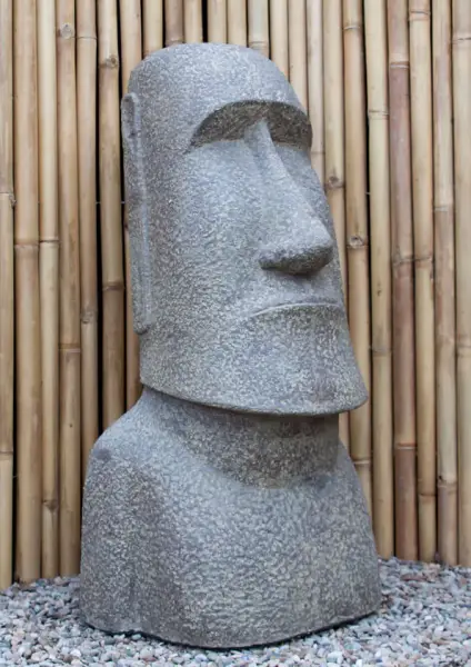 Product image 1 of the product “Moai head, 47x44x100cm, cast from stone, handcrafted and colored in the color antique finish 100 cm”