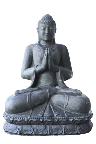 Product image 1 of the product “Sitting buddha, India, 240 cm height, cast stone, hollow, handcrafted & coloured 240 cm”