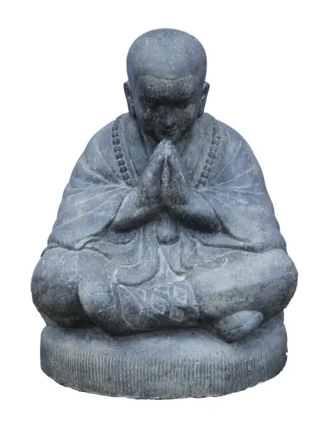 Product image 1 of the product “Sitting monk, 80 cm height, cast stone, hollow, handcrafted & coloured Antique finish light | 80 cm”