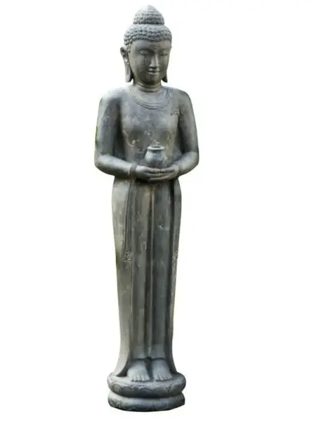 Product image 1 of the product “Standing Buddha, India, 192 cm height, cast stone, hollow, handcrafted & coloured 190 cm”