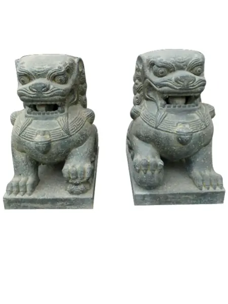 Product image 1 of the product “Temple lions, set of 2, cast stone 40 cm - Light”