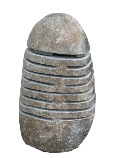 Product image 1 of the product “Garden lantern, 2-piece, slotted, with cover, 35 cm height, natural stone (Riverstone), stonemasonry 35 cm”