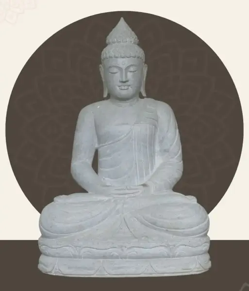 Product image 1 of the product “Seated Buddha made of Riverstone in Dhyana position - gesture of meditation, H.102,5 cm, natural. ”