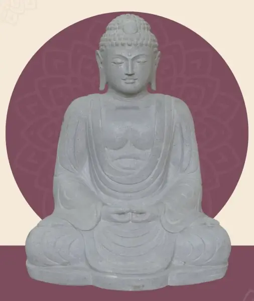 Product image 1 of the product “Seated Japanese Buddha made of Riverstone in Dhyana position - gesture of meditation, H. 100cm ”