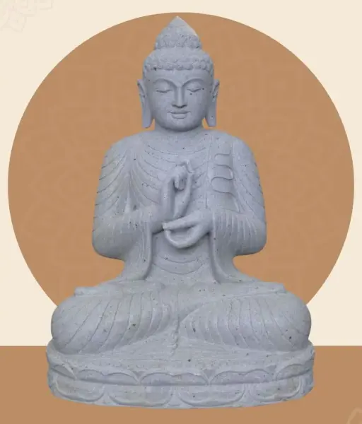 Product image 1 of the product “Seated Buddha, position Dharmachakra, 71 x 56 x 100 cm, riverstone grey ”