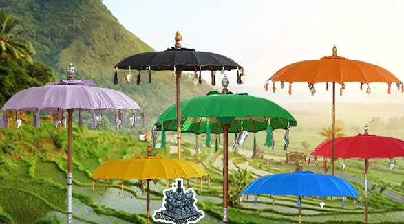 Product image 1 of the product “Bali Umbrella, 100cm Dia. in various color with Silver applications. ”