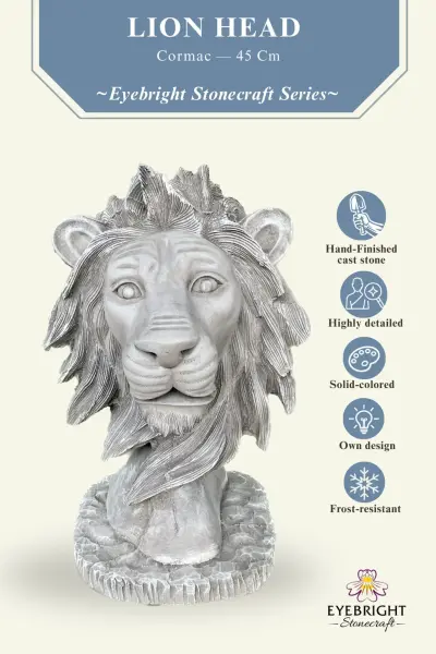 Product image of the product “Cormac - Lion's head on pedestal, 45cm H | cast stone ”