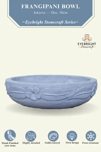 Product image of the product “Jakarta - Bowl with flower motiv, frangipani, Ø 30 cm | cast stone ”