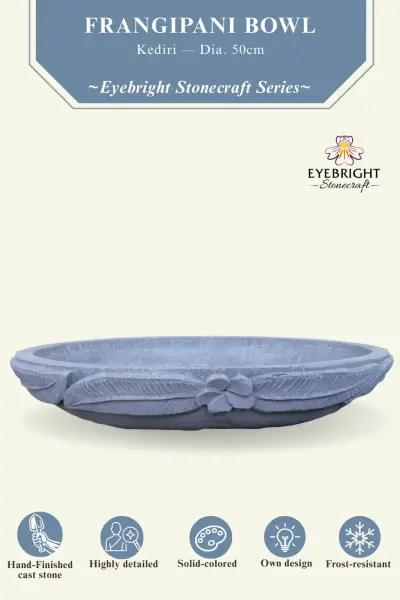 Product image of the product “Kediri - Bowl with flower motif, frangipani, Ø 50 cm | cast stone ”