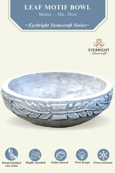 Product image of the product “Medan - Bowl with leaf motive, Ø 29 cm | cast stone ”