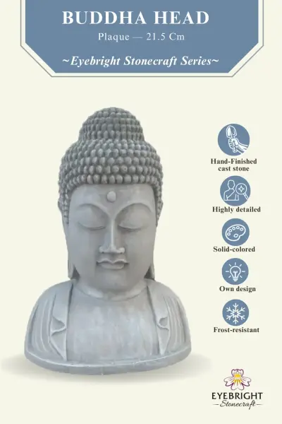 Product image of the product “Arjun - Plaque Buddha Head, 21.5cm Height | cast stone ”