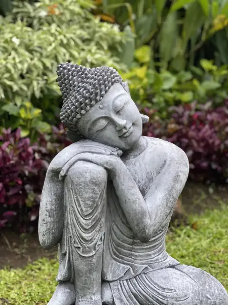 Product image of the product “Rahman - Buddha relax- one leg up, 65 cm H | cast stone ”