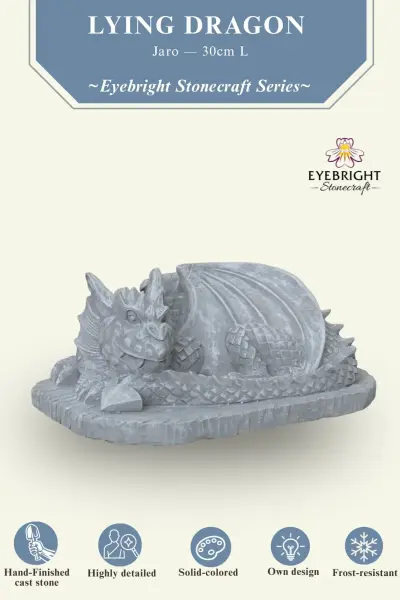 Product image of the product “Jaro - Lying Dragon on a base, 30 cm L | cast stone ”