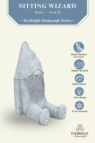 Product image of the product “Klaus - Sitting Wizard, 41cm H | cast stone ”