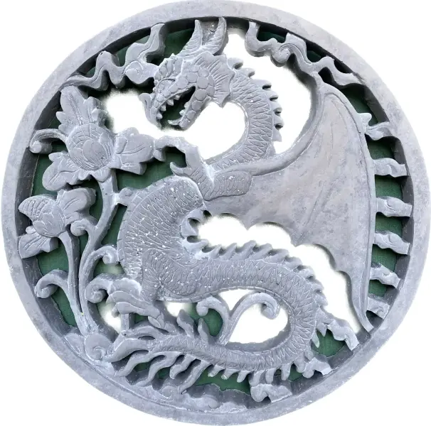 Product image of the product “Eldur - Plaque - Dragon, Ø 30cm | cast stone ”