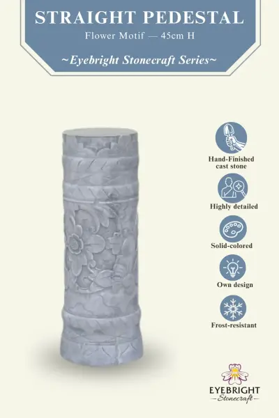 Product image of the product “Batur - Straight pedestal with flower motif, Ø 15cm, 45cm H | cast stone ”