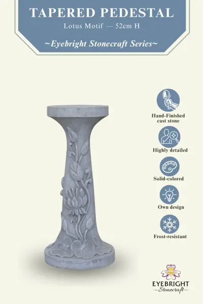 Product image of the product “Rinjani - pedestal, tapered, with lotus motif, Ø 24cm, 52cm H | cast stone ”