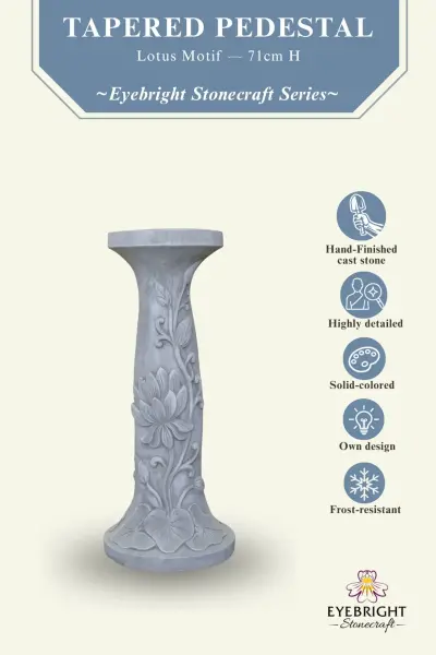 Product image of the product “Rinjani - pedestal, tapered, with lotus motif, Ø 30cm, 71cm H | cast stone ”
