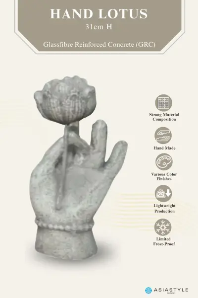 Product image of the product “Hand lotus about 31 cm Height, made of Fibre cement ”