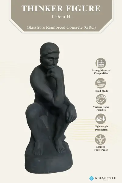Product image of the product “Thinker Figure, 110cm Height | GRC (Glassfibre Reinforced Concrete), Bronze Finish ”
