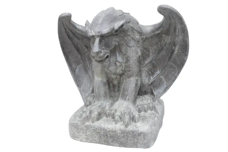 Product image of the product “Gothic Sculpture, seated on base. 76 x 60 x 98cm. Stone cast, handcrafted & coloured ”
